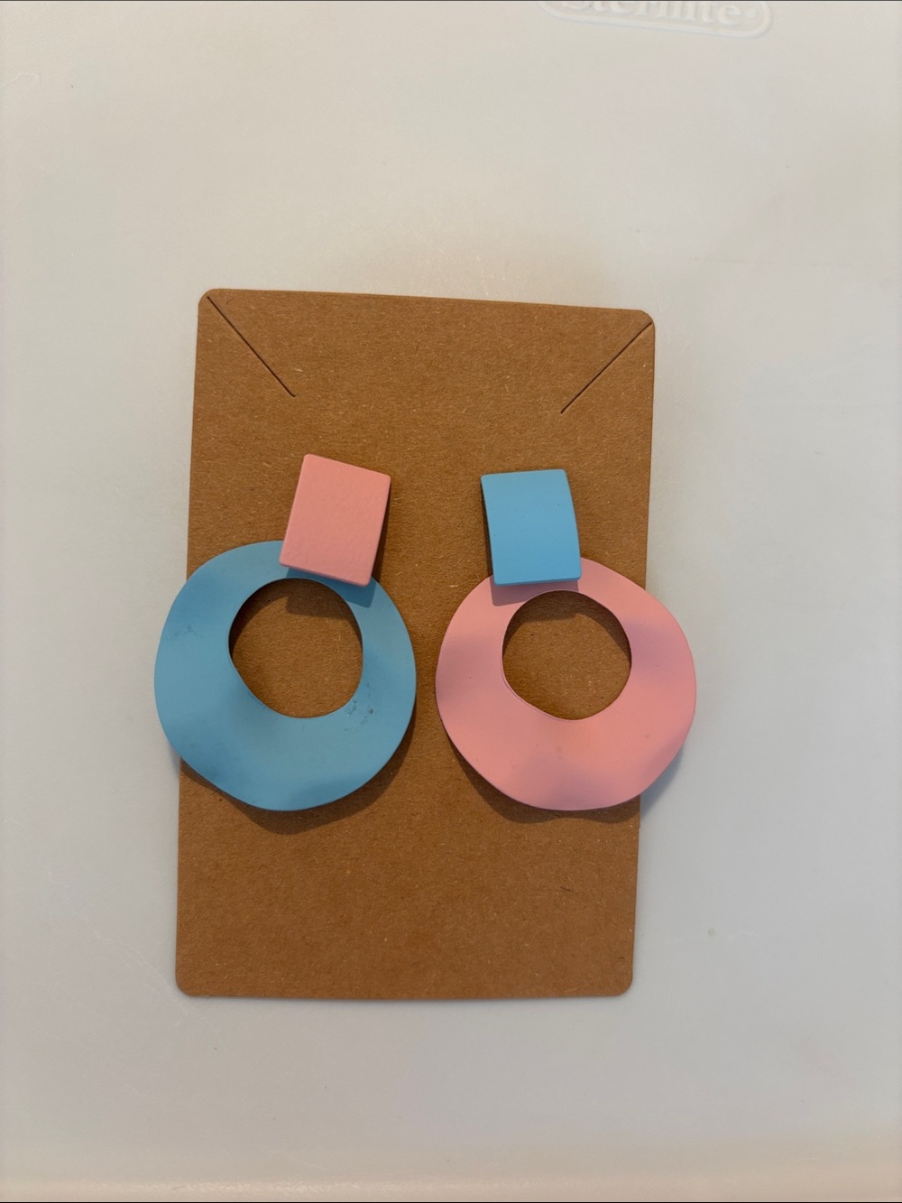 Two-Tone Pink and Blue Hoop Statement Earrings